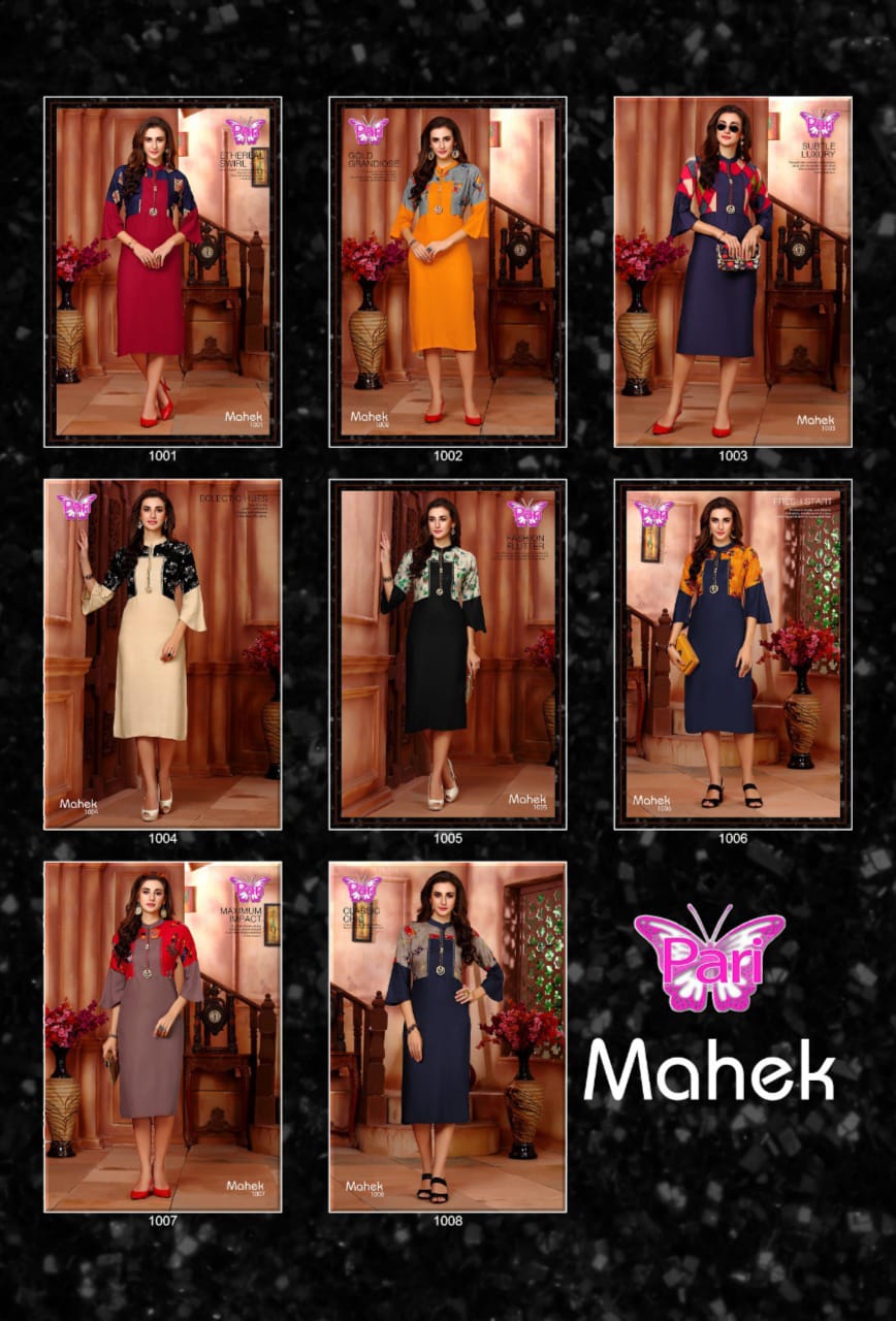 Pari Mahek Heavy Rayon Designer Kurti Collection